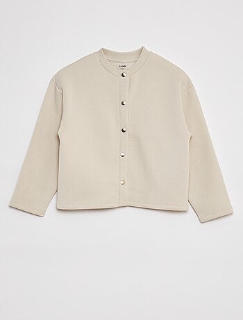 Casaco de manga comprida com abertura com molas de pressão