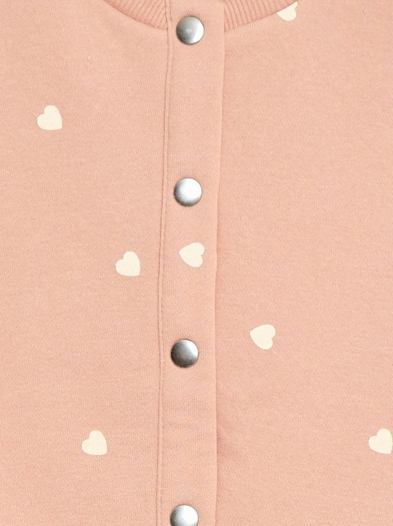 Casaco de manga comprida com abertura com molas de pressão Rosa - Kiabi