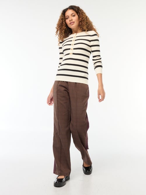 Casaco de manga comprida em malha canelada - Kiabi