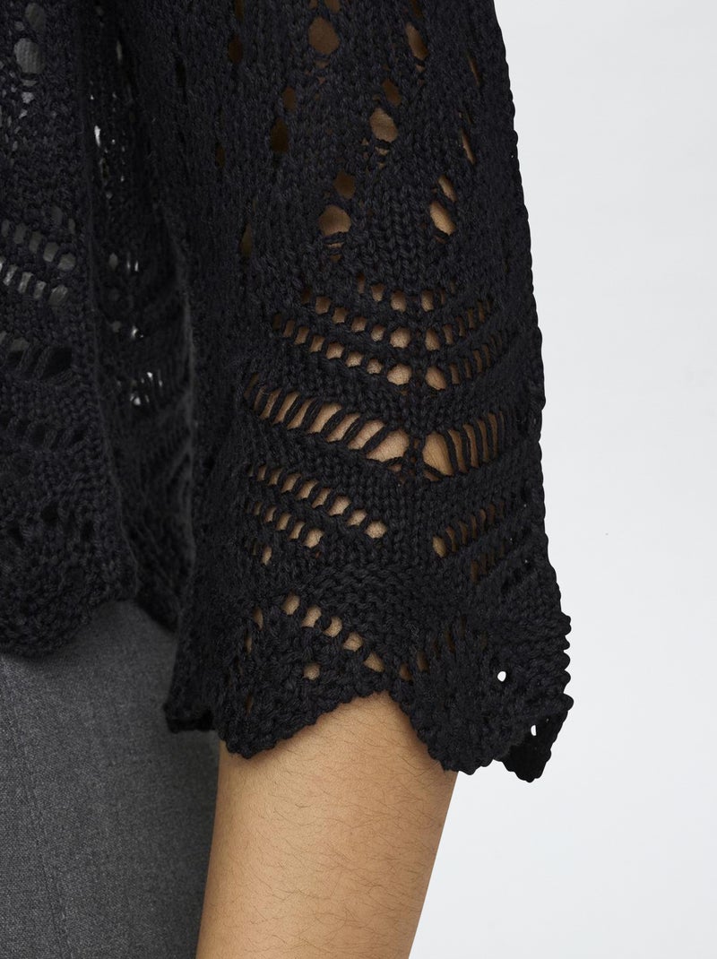 Casaco de manga comprida 'JDY' em croché Preto - Kiabi