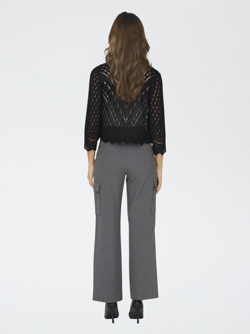 Casaco de manga comprida 'JDY' em croché Preto - Kiabi