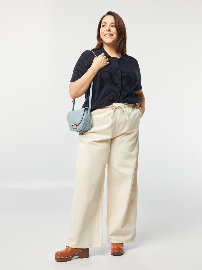 Casaco de manga curta canelada Azul - Kiabi