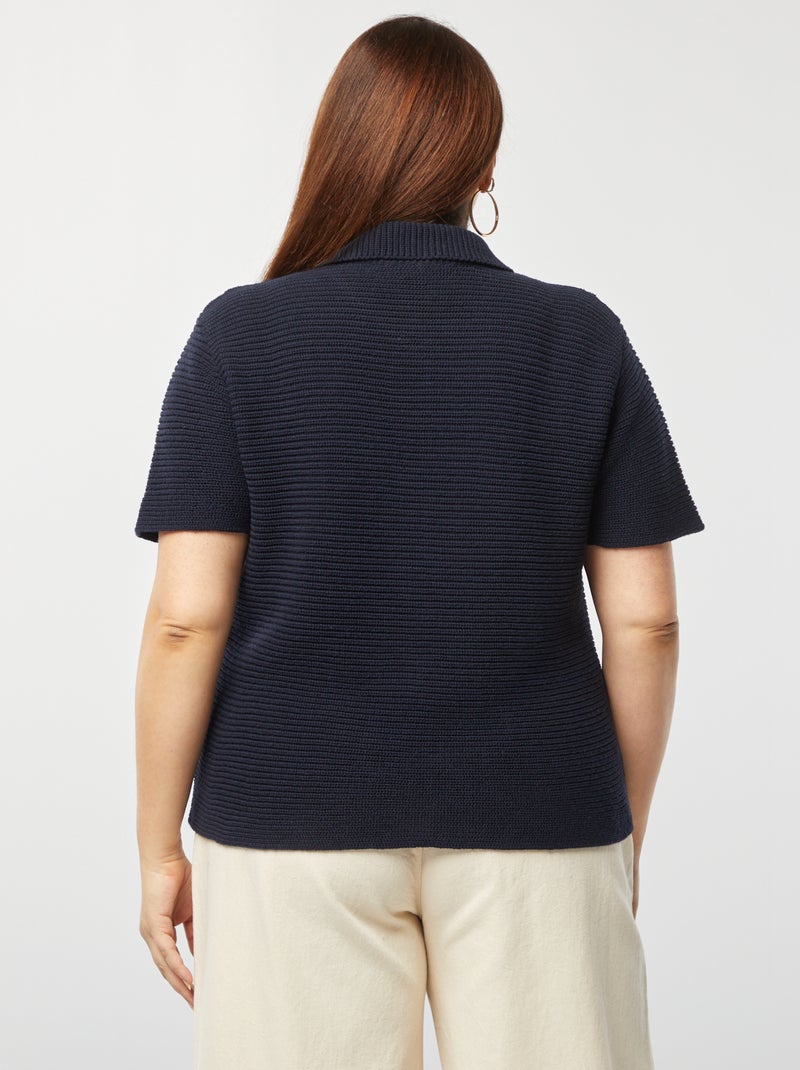 Casaco de manga curta canelada Azul - Kiabi