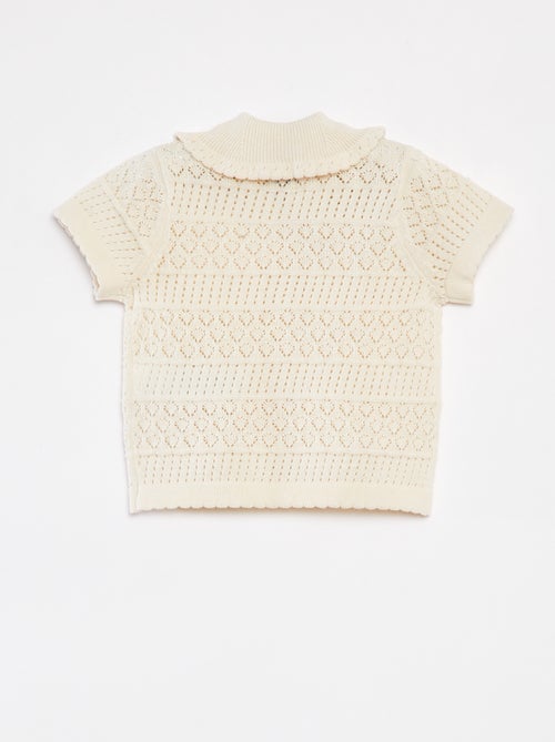 Casaco de manga curta de malha ajurada - Kiabi