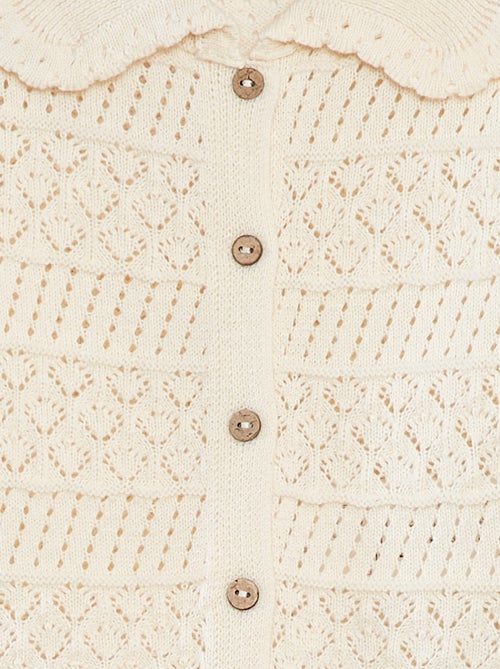 Casaco de manga curta de malha ajurada - Kiabi