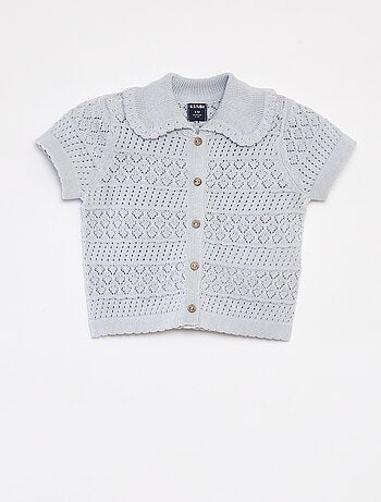 Casaco de manga curta de malha ajurada