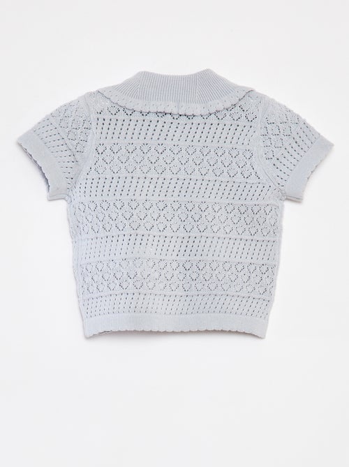 Casaco de manga curta de malha ajurada - Kiabi