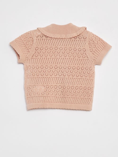 Casaco de manga curta de malha ajurada - Kiabi