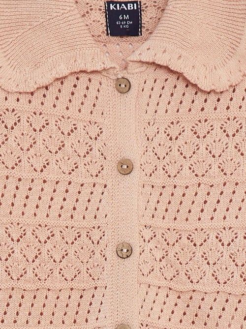 Casaco de manga curta de malha ajurada - Kiabi