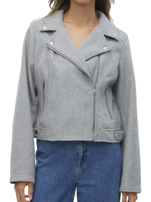 Casaco de Motard Cinzento Vero Moda para Mulher - Kiabi Casaco de Motard Cinzento Vero Moda para Mulher - Kiabi