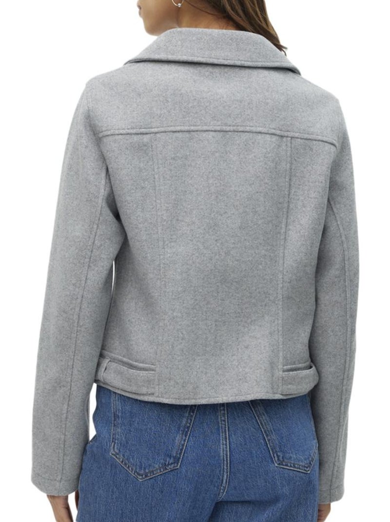 Casaco de Motard Cinzento Vero Moda para Mulher Cinza-prateado - Kiabi