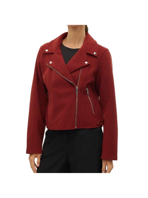Casaco de Motard Vermelho para Mulher Vero Moda - Kiabi Casaco de Motard Vermelho para Mulher Vero Moda - Kiabi
