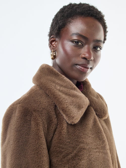 Casaco de pele sintética com fecho de botões de pressão - Kiabi