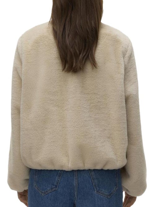 Casaco de Pelo Sintético Bege Vero Moda Jaliga para Mulher - Kiabi
