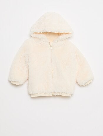 Casaco de pelo sintético com capuz