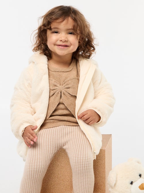 Casaco de pelo sintético com capuz - Kiabi