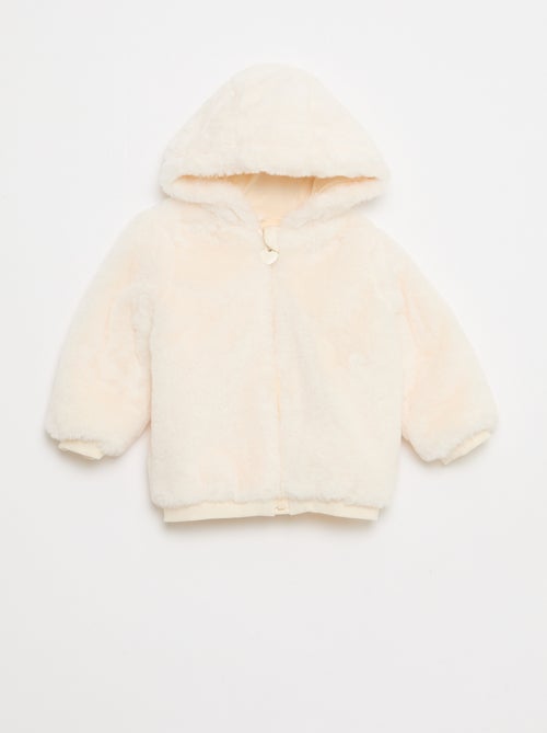 Casaco de pelo sintético com capuz - Kiabi