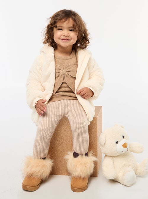 Casaco de pelo sintético com capuz - Kiabi