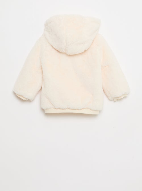 Casaco de pelo sintético com capuz - Kiabi