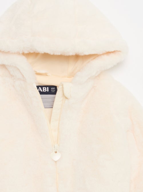 Casaco de pelo sintético com capuz - Kiabi