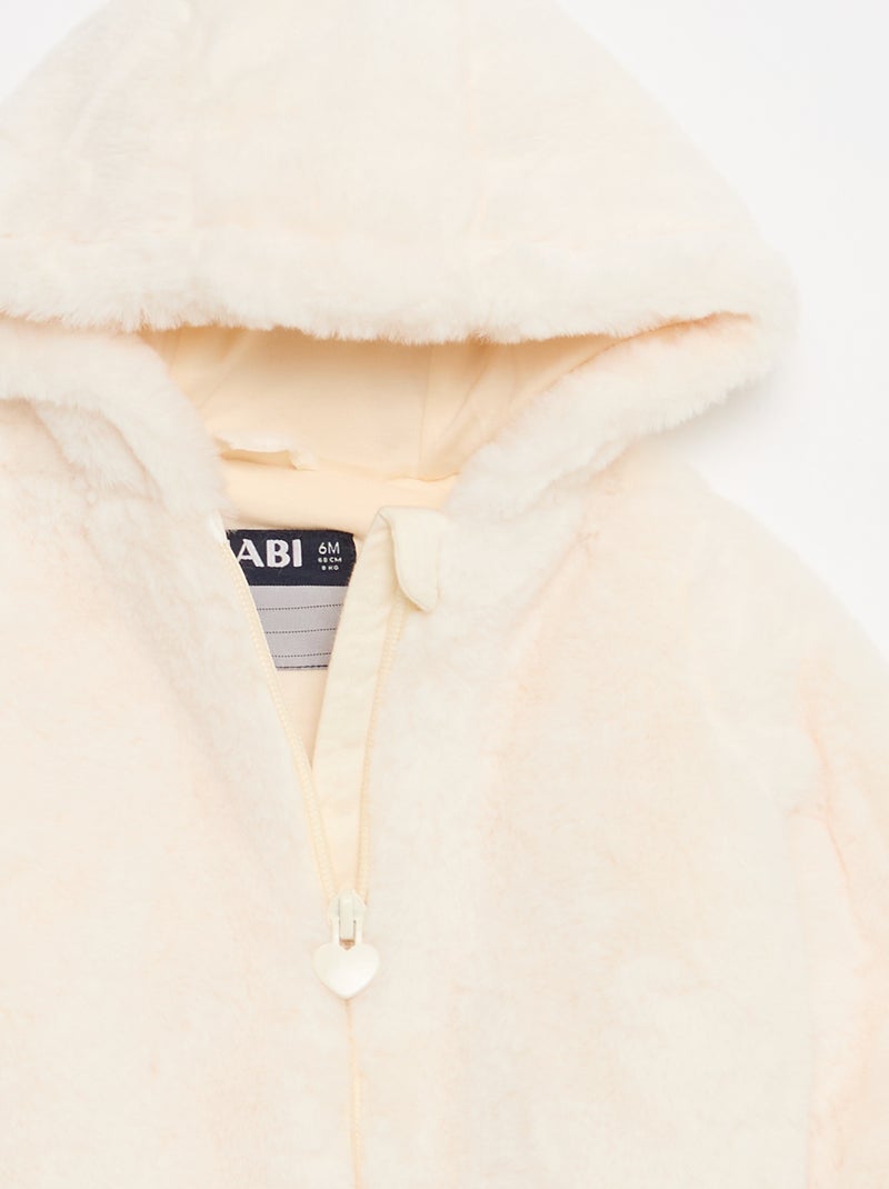 Casaco de pelo sintético com capuz Branco - Kiabi