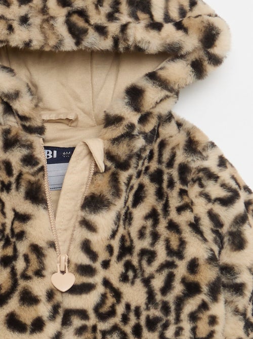 Casaco de pelo sintético com capuz - Kiabi