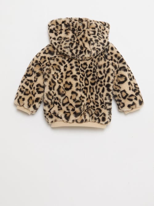 Casaco de pelo sintético com capuz - Kiabi