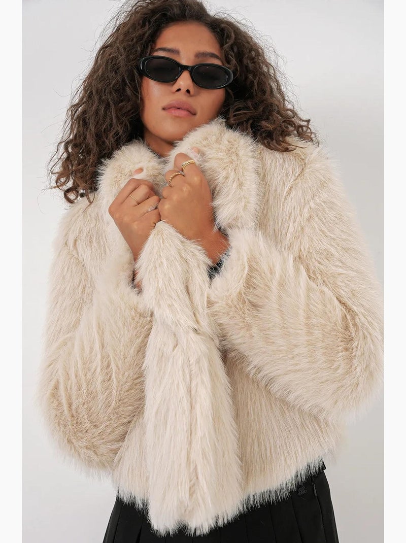 Casaco de pelo sintético regular fit bdart Creme - Kiabi