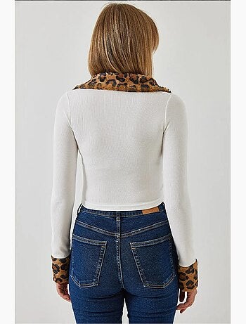 Casaco de pelúcia com fecho leopard lucci