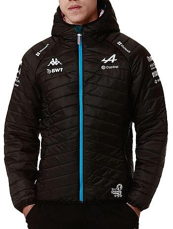 Casaco de penas kappa aboucou alpine f1 para homem preto/turquesa