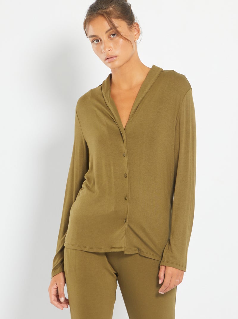 Casaco de pijama em viscose VERDE - Kiabi