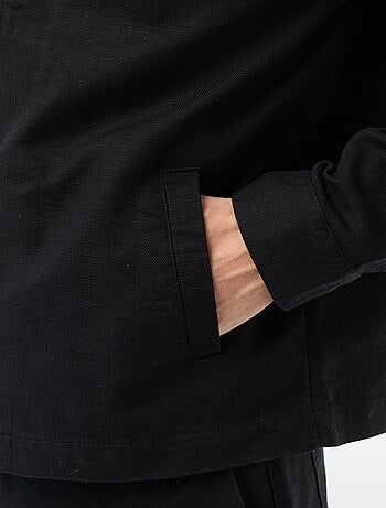 Casaco de sarja com fecho éclair liso