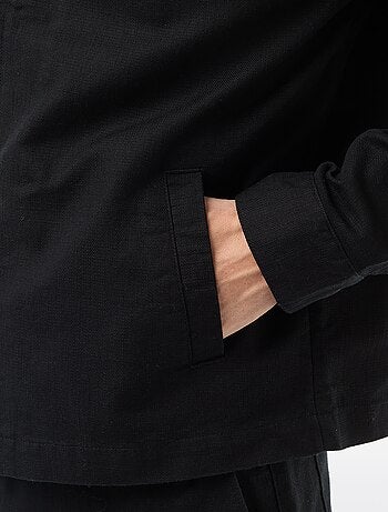 Casaco de sarja com fecho éclair liso