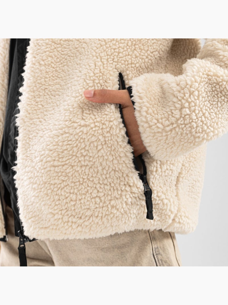 Casaco de sherpa para mulher Bege - Kiabi
