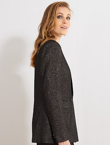 Casaco de smoking em tecido jacquard brilhante - Kiabi