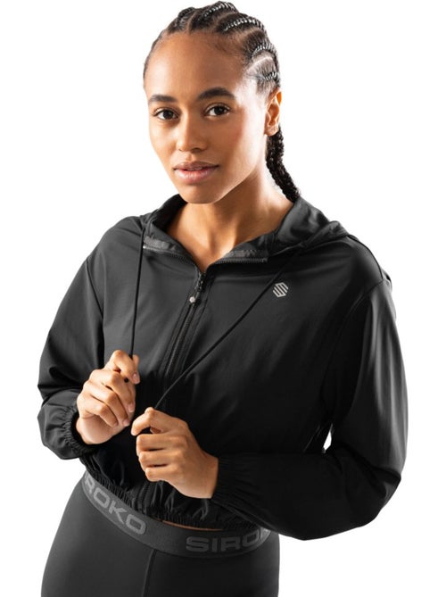 Casaco de treino corta-vento cropped ultraleve para mulher - Kiabi