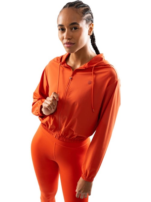 Casaco de treino corta-vento cropped ultraleve para mulher - Kiabi