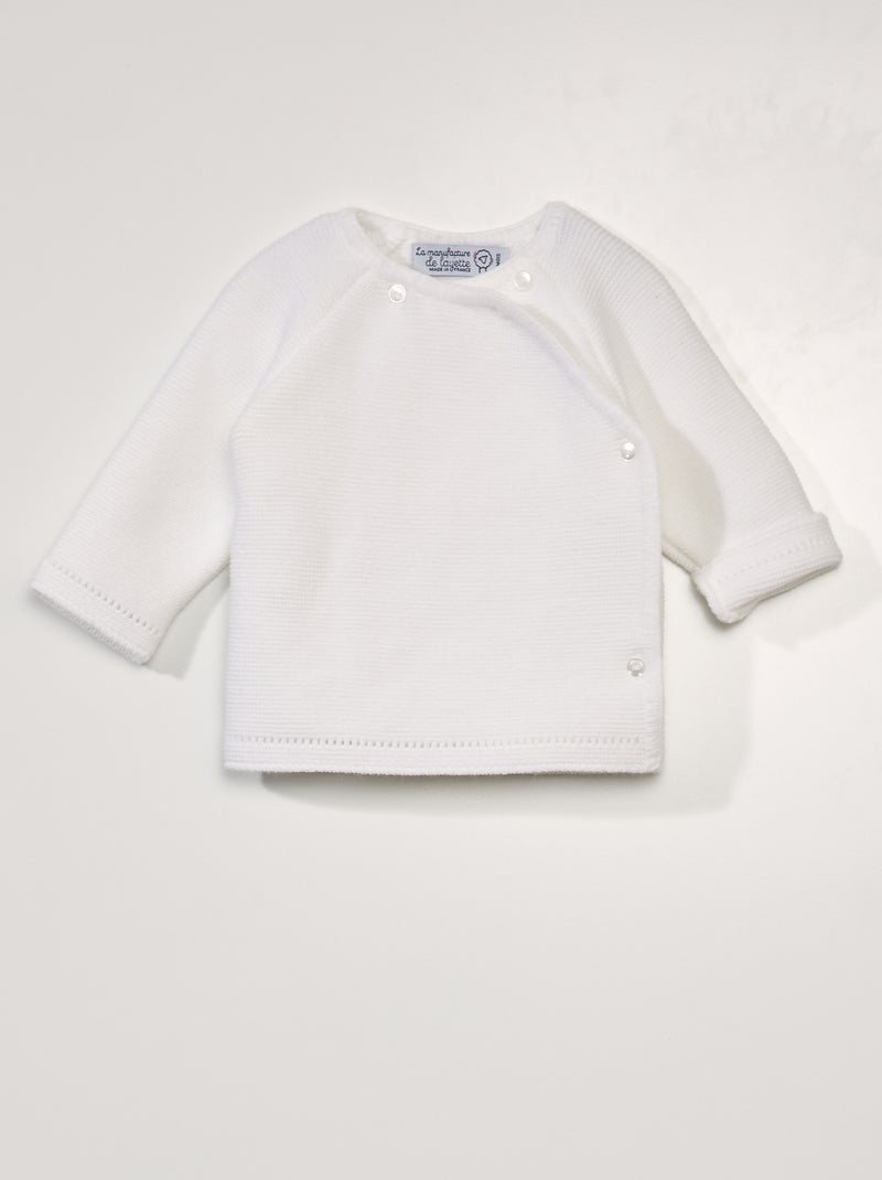 Casaco de tricô 'La Manufacture de Layette' - Fabricado em França Branco - Kiabi