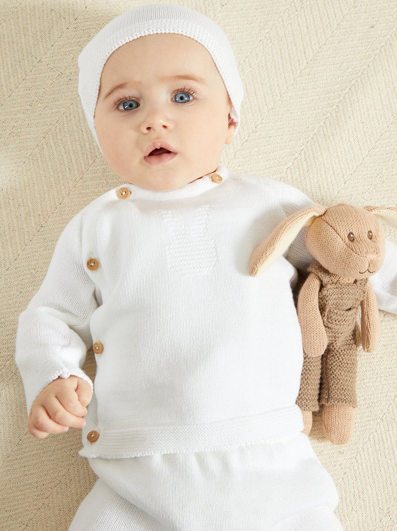 Casaco de tricô 'La Manufacture de Layette' - Fabricado em França Branco - Kiabi