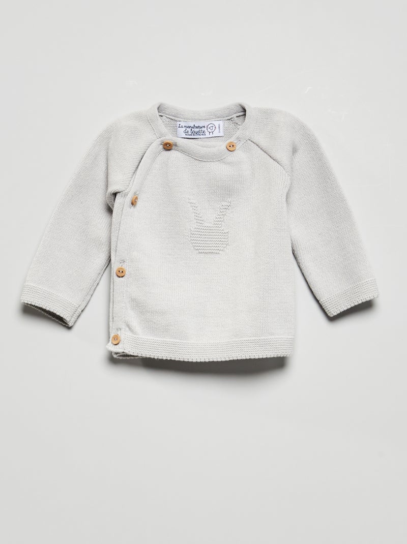 Casaco de tricô 'La Manufacture de Layette' - Fabricado em França Cinza - Kiabi