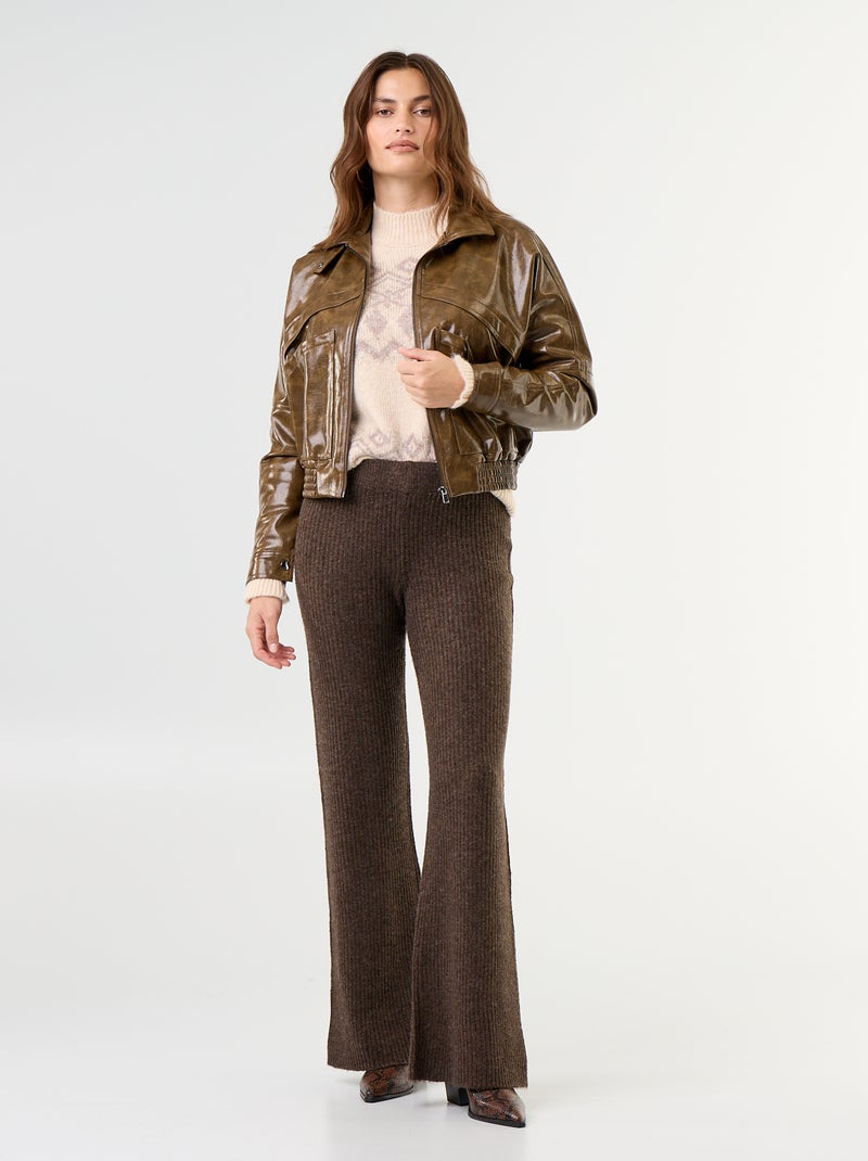 Casaco de vinil oversize Caqui - Kiabi