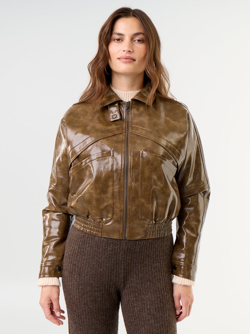 Casaco de vinil oversize Caqui - Kiabi