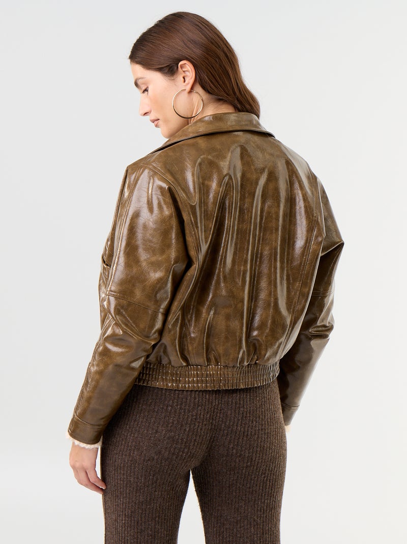 Casaco de vinil oversize Caqui - Kiabi