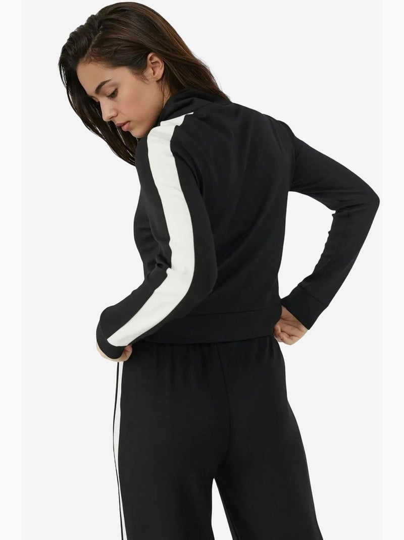 Casaco desportivo em modal soft touch com gola subida hiccup Preto - Kiabi
