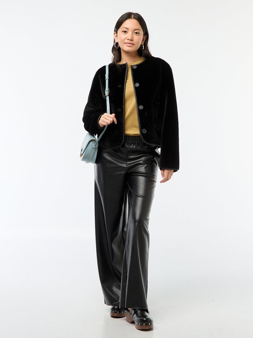 Casaco efeito pelúcia gola redonda - Kiabi