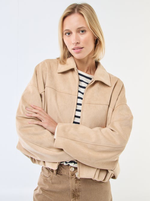 Casaco em camurça lisa - Kiabi