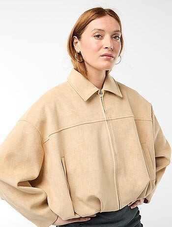 Casaco em camurça lisa