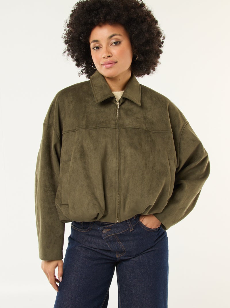 Casaco em camurça lisa Verde - Kiabi