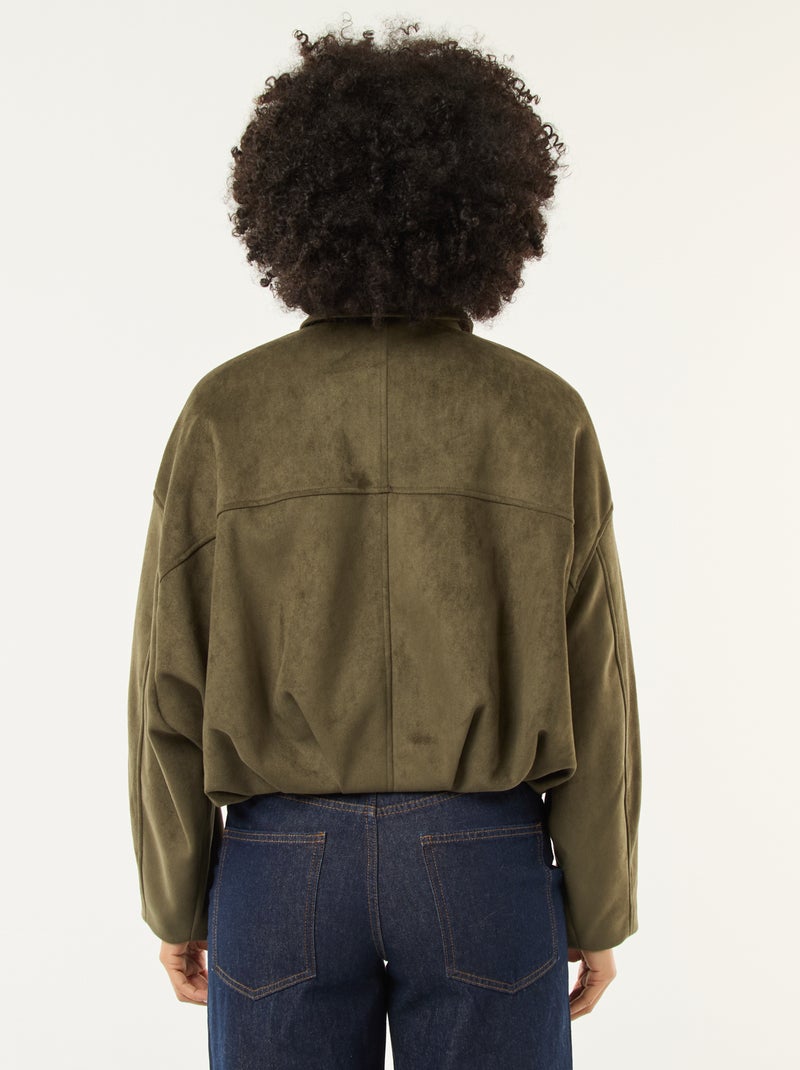 Casaco em camurça lisa Verde - Kiabi