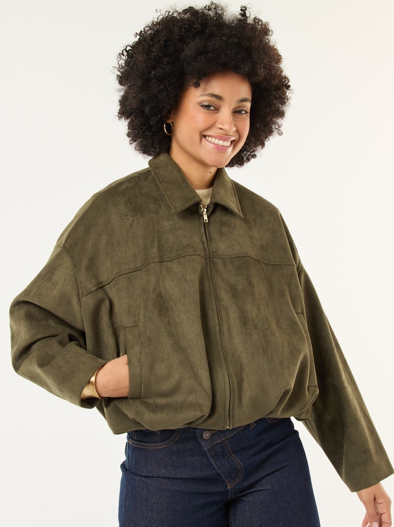 Casaco em camurça lisa Verde - Kiabi